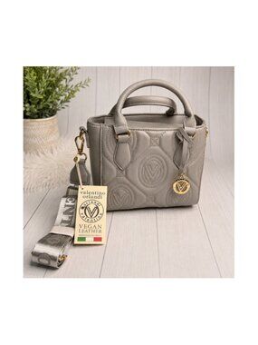 Valentino Orlandi V-2013 Light Grey Quilted Convertible Tote Crossbody One Size